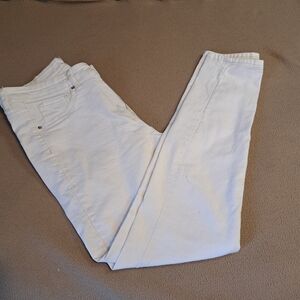 D24 H&M White Curvy Jeggings Size 12 Stretch 5 Pocket Ultra High Waisted Ankle